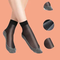 5/10 Paar hochwertige Seiden samt Damen Knöchel kurze Socken Mode elastische Spitzens ocken transparente ultra dünne weibliche Netz socken