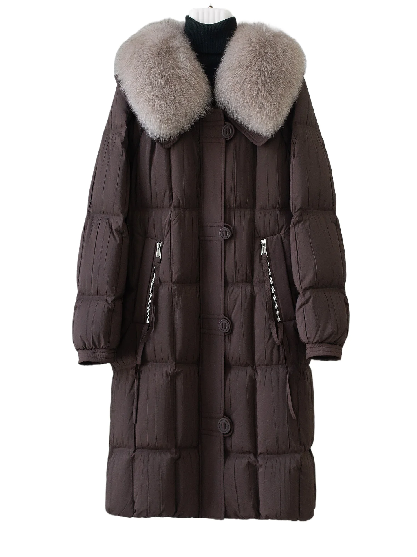 

Haining high-end fur goose down jacket women's medium and long 2025 winter new fox fur jacket thickened