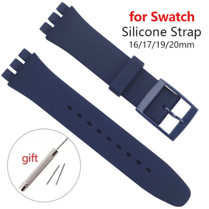 Waterproof Silicone Watchband for Swatch Soft Rubber Bracelet Men Women Replacement Wristband 16/17/19/20mm Strap Accessories