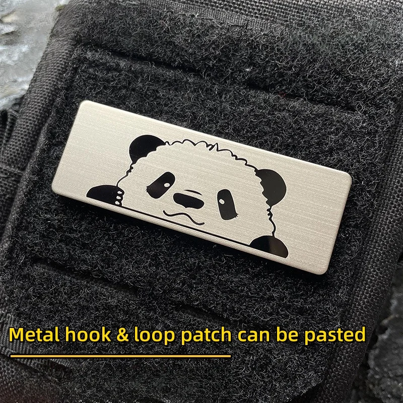 

Panda Morale Badge Metal Hook and Loop Patches, Tactical Stickable Cartoon, Giant Panda Horizontal Emblem, Backpack Sticker