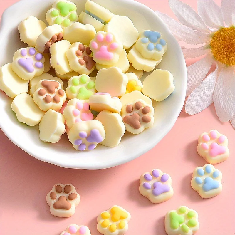12Pcs Cartoon Cat Claw Flat Bottom Resin Accessories DIY Materials Phone Case Accessories Hair Clip Materials, Dollhouse Decorat