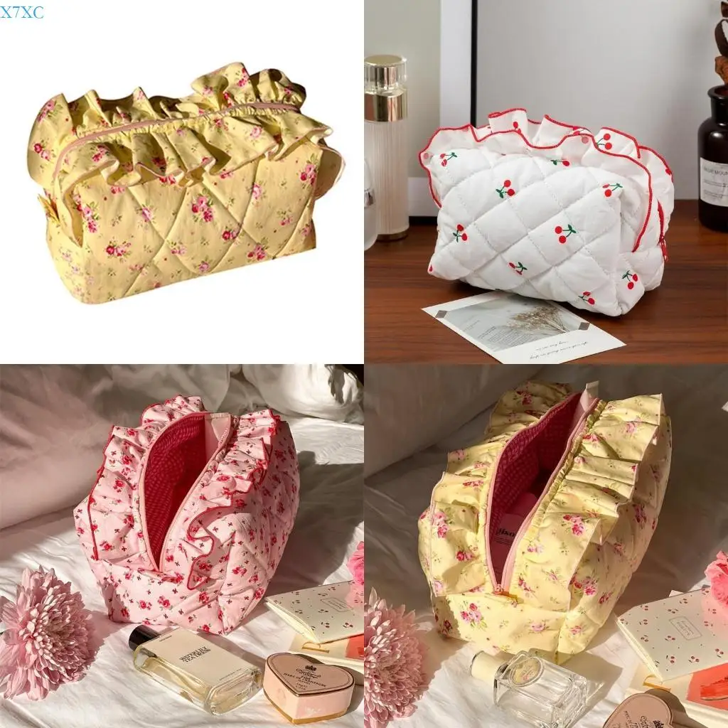 

X7XC Elegant Toiletries With Floral Designs Makeup Bags For Women And Girls
