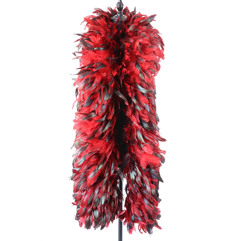 Plumes de poulet Boa, robe rouge, accessoires de décoration, vêtements épais de luxe, Costume de Festival de carnaval, plumes de loisirs créatives