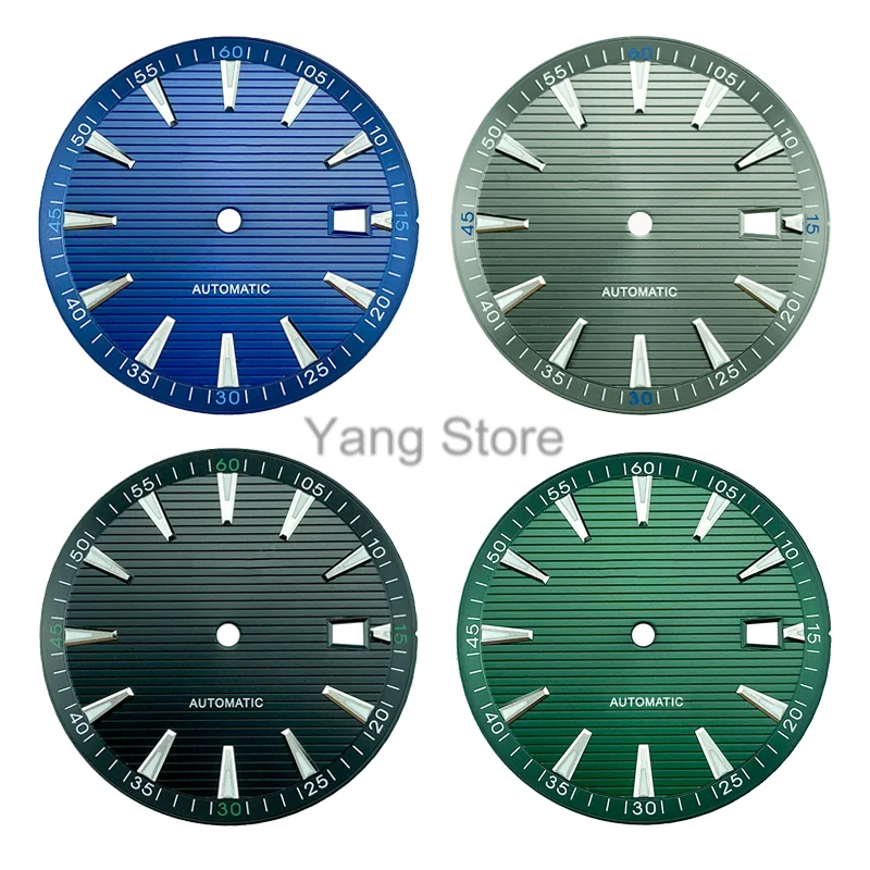 33.2mm sterile dial blue luminous dial parts sailing bridge texture light green AT style men\'s watch for NH35 36 movement