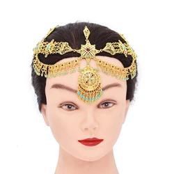 Golden Traditional Indian Ethnic Hair Accessories for Women Afghan Turkish Tribe Bride Wedding Head Chain Kurdish Female Jewelry