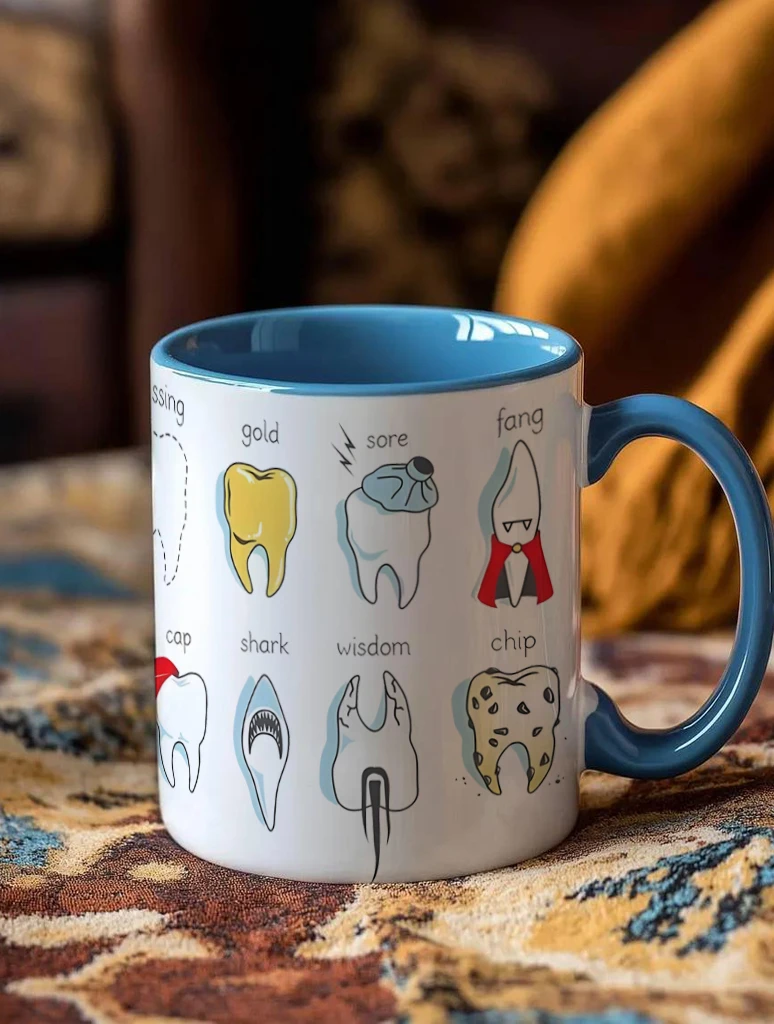 Tasse d'hygieniste dentaire premium - Céramique sans BPA - Grande 350 ml - Pour café/thé - Essentiel clinique