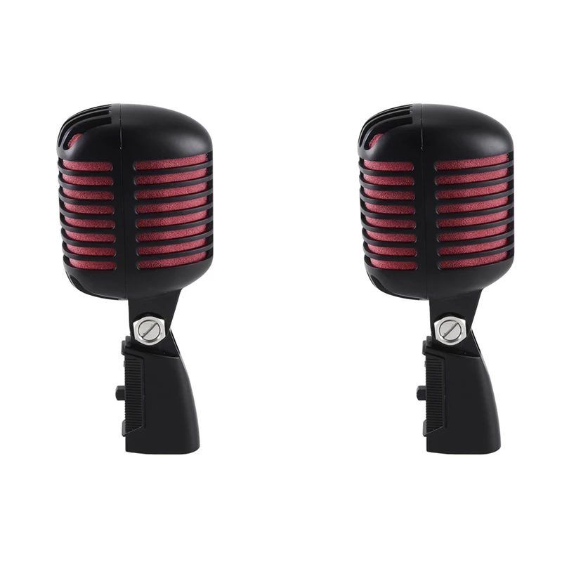 

2X Professional Classic Retro Dynamic Vocal Microphone,Metal Swing Mic, For Live Performance Karaoke