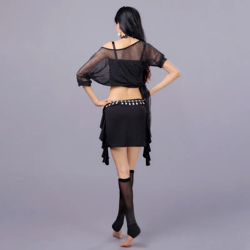 Trajes de dança do ventre personalizados definir traje de desempenho de dança do ventre saia superior leggings sem alças