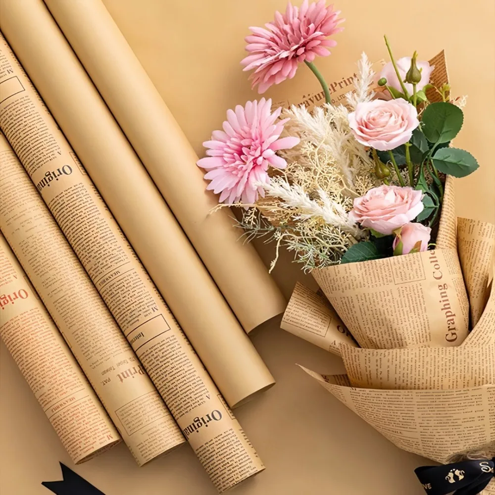 

10 шт., ретро упаковка, английские газеты, цветочный магазин, свадебный букет, крафт-бумага 50x75, переплетная обложка для книги «сделай сам», подарочная упаковка