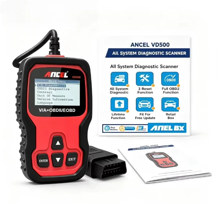 ANCEL VD500 For VW /Audi /Skoda Seat VAG OBD2 Scanner Full System Diagnosis Tool EPB Brake Pad Reset Oil Reset Throttle Adaption