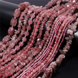 Natural Strawberry Quartzs Gem Stone Beads Round Faceted Round Loose Spacer Charm Bead For Jewelry Making DIY Bracelet Handmade