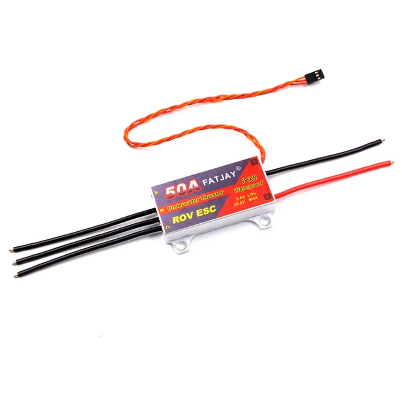 FATJAY RC Hobby propulsor submarino 50A ESC 2-6S sin escobillas impermeable 7-24V controlador electrónico de velocidad para barcos RC ROV