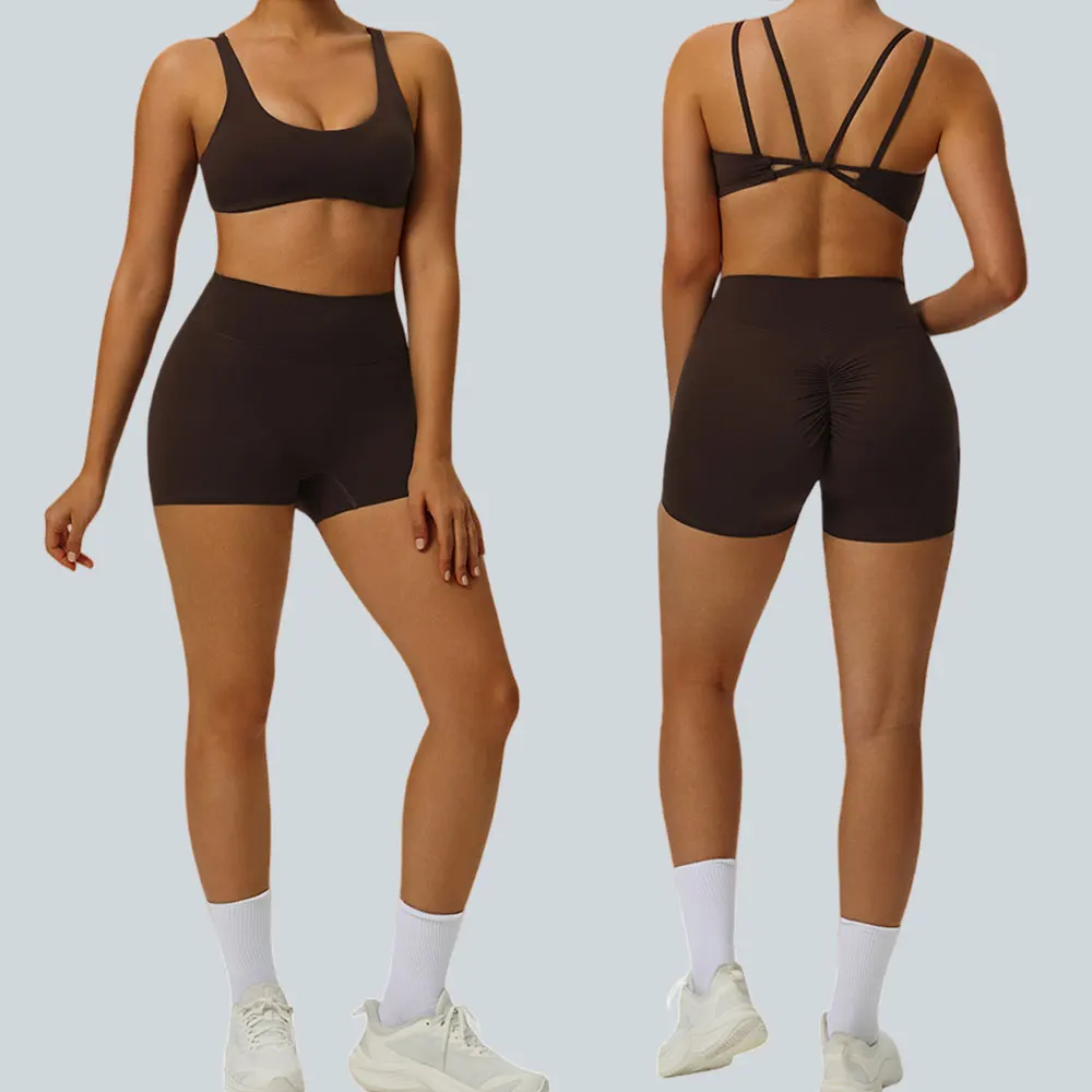 

2PCS Yoga Suit Women Shockproof Sports Bra High Waist Leggings Sportswear Breathable Fitness Set Gym Training Female Tracksuits