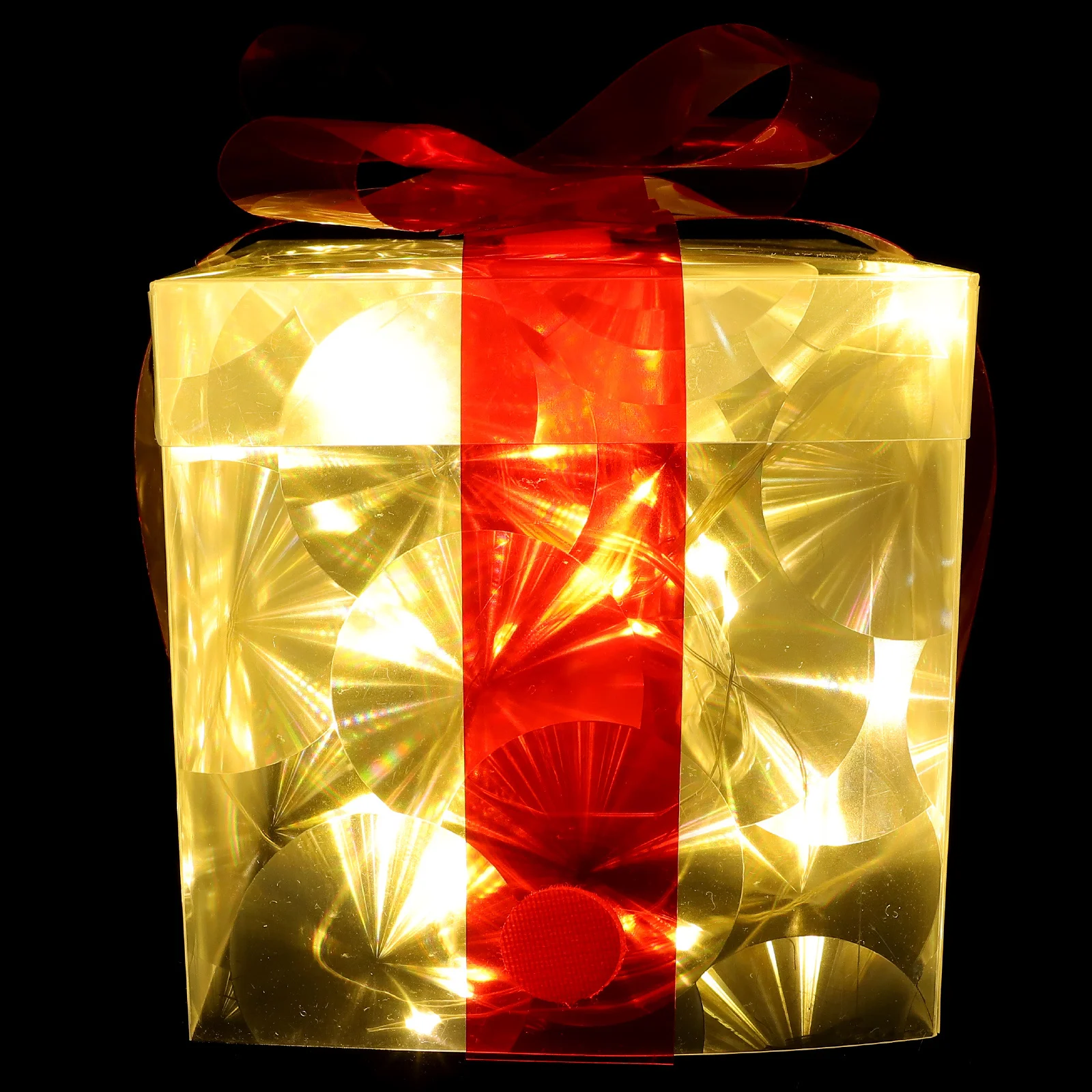 クリスマスライト付きギフトボックス リボン付き 光るクリスマスプレゼント 電池式LEDランプ ホリデーホームデコレーション クリスマスプレゼントボックス ライト付き