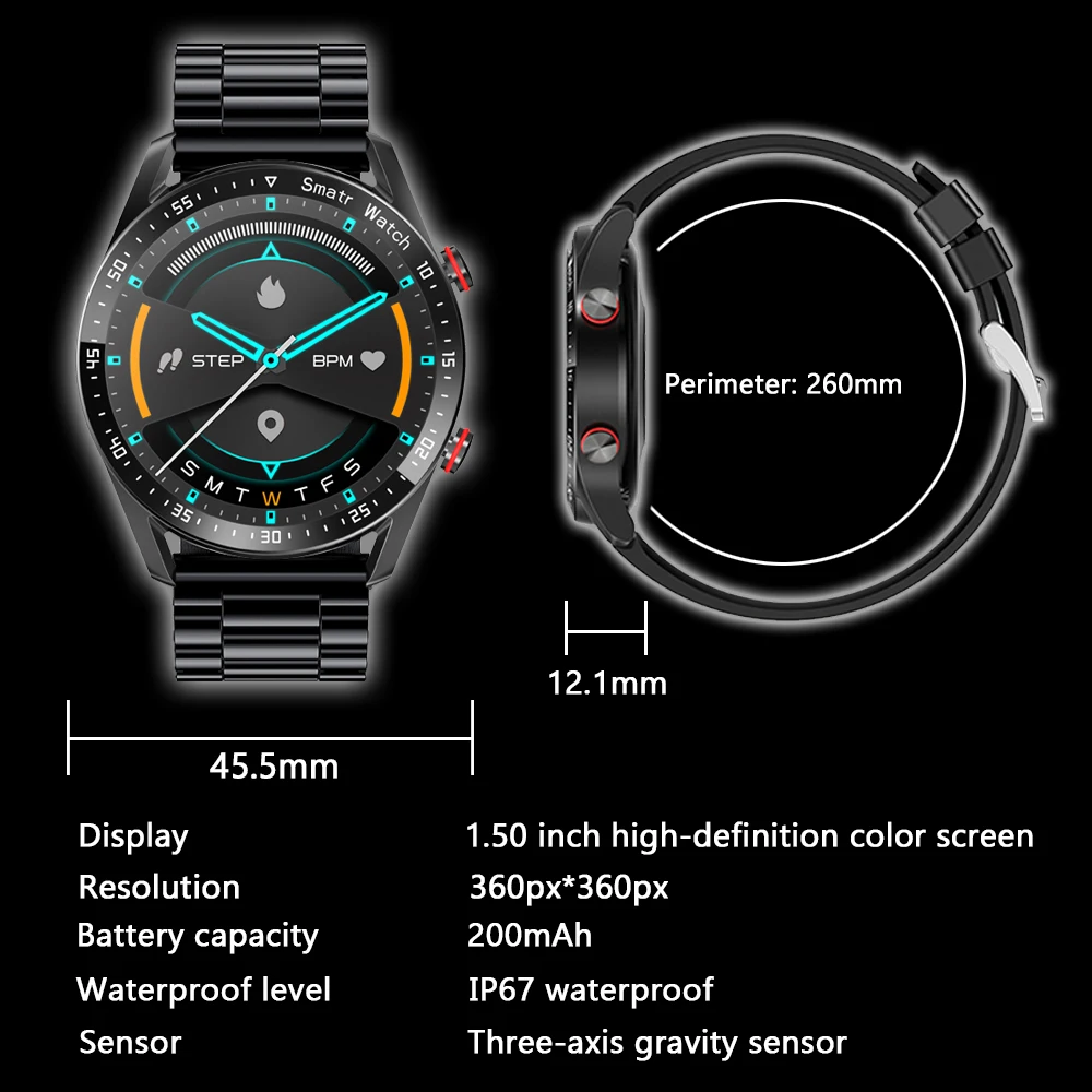 2024 New Watch GT Series Smart Watch Men\'s 1.53 inch Full Touch Screen Heart Rate Health Monitoring Bluetooth Talk Smartwatch