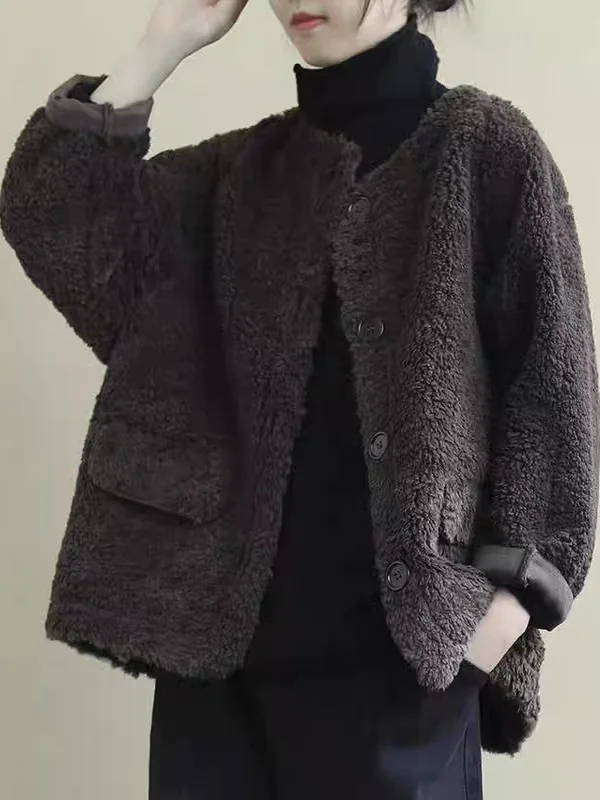 

Lamb Fur Jaet Women's Loose Thiened Cotton Coat Autumn Winter New Sle Inteated Leather And Fur Vestidos Casual Outerwear