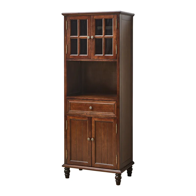 

Американский светлый роскошный обеденный боковой шкаф из цельного дерева, современный простой многофункциональный настенный интегрированный чайный шкаф для гостиной