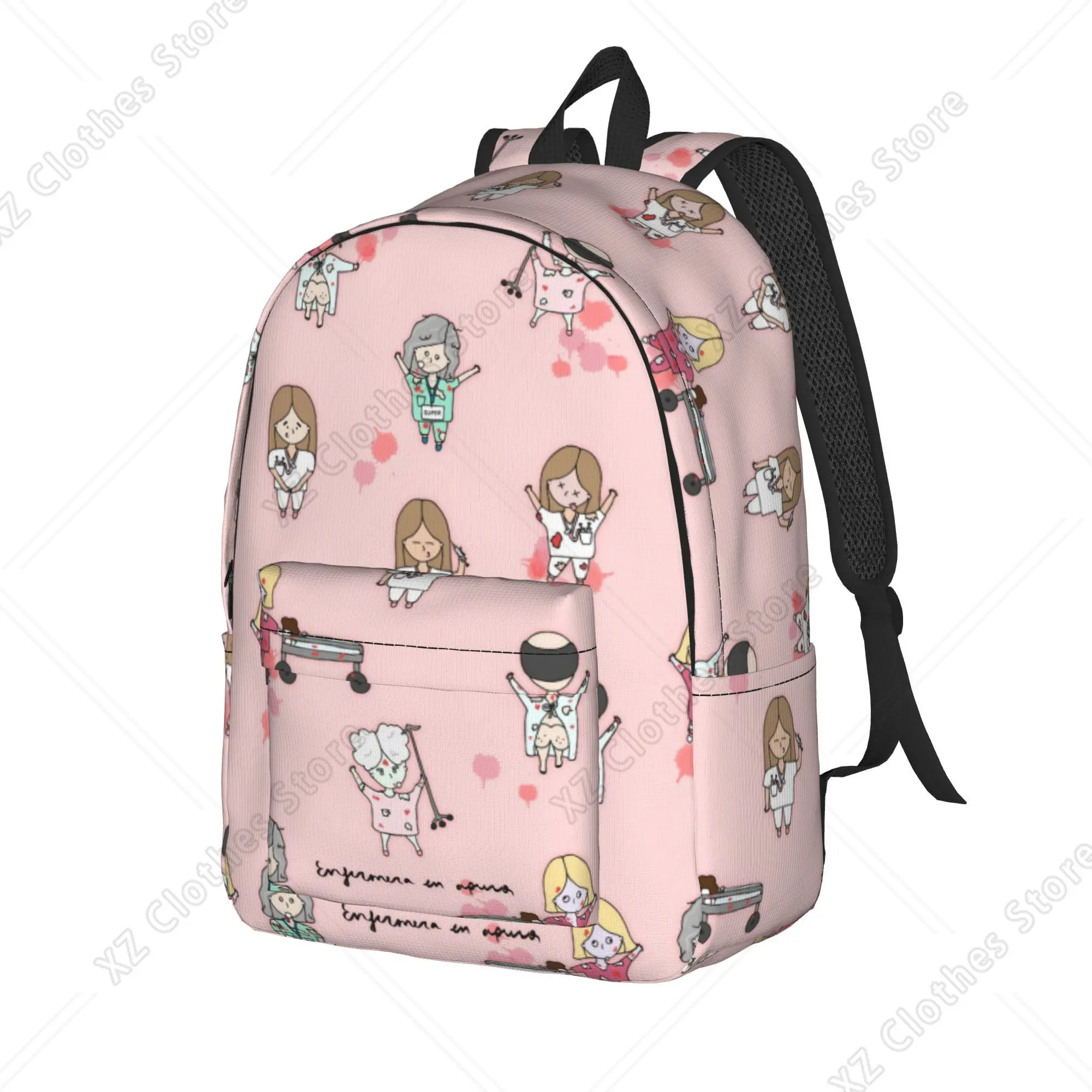 Doctor Nurse Enfermera En Apuros Classical Backpack Outdoor Student Work  Daypack for Men Women College Canvas Bags