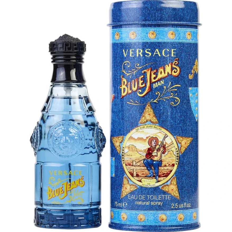 Versace-pantalones vaqueros de Cola azul para hombre, 75ml, EDT