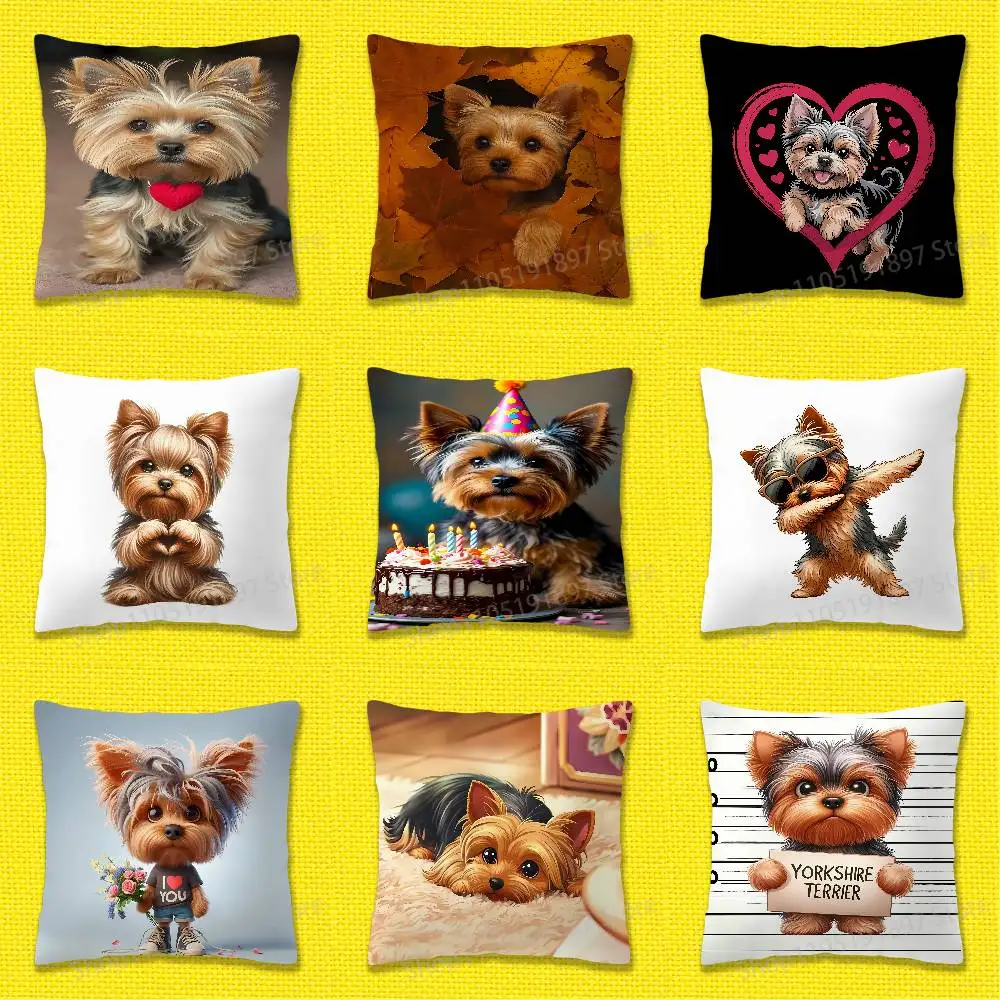 

Yorkshire Terrier Dog Puppy Throw Pillow Case For 30x30cm 40x40cm 45x45cm 50x50cm 55x55cm Square Sofa Pillowcase Shell