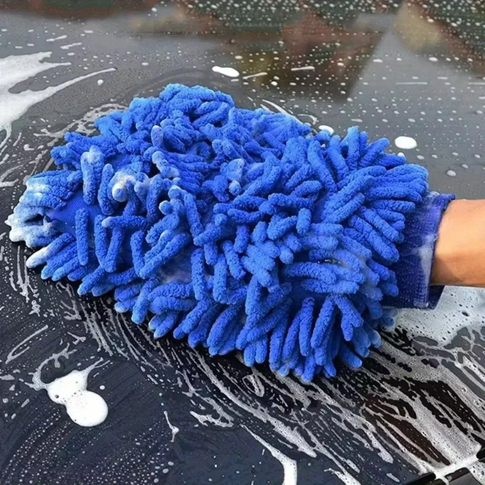

25cm Chenille Plush Gloves for Car Cleaning Thickened Doublesided Car Cleaning Tools Ultrafine Fiber Car Washing Gloves
