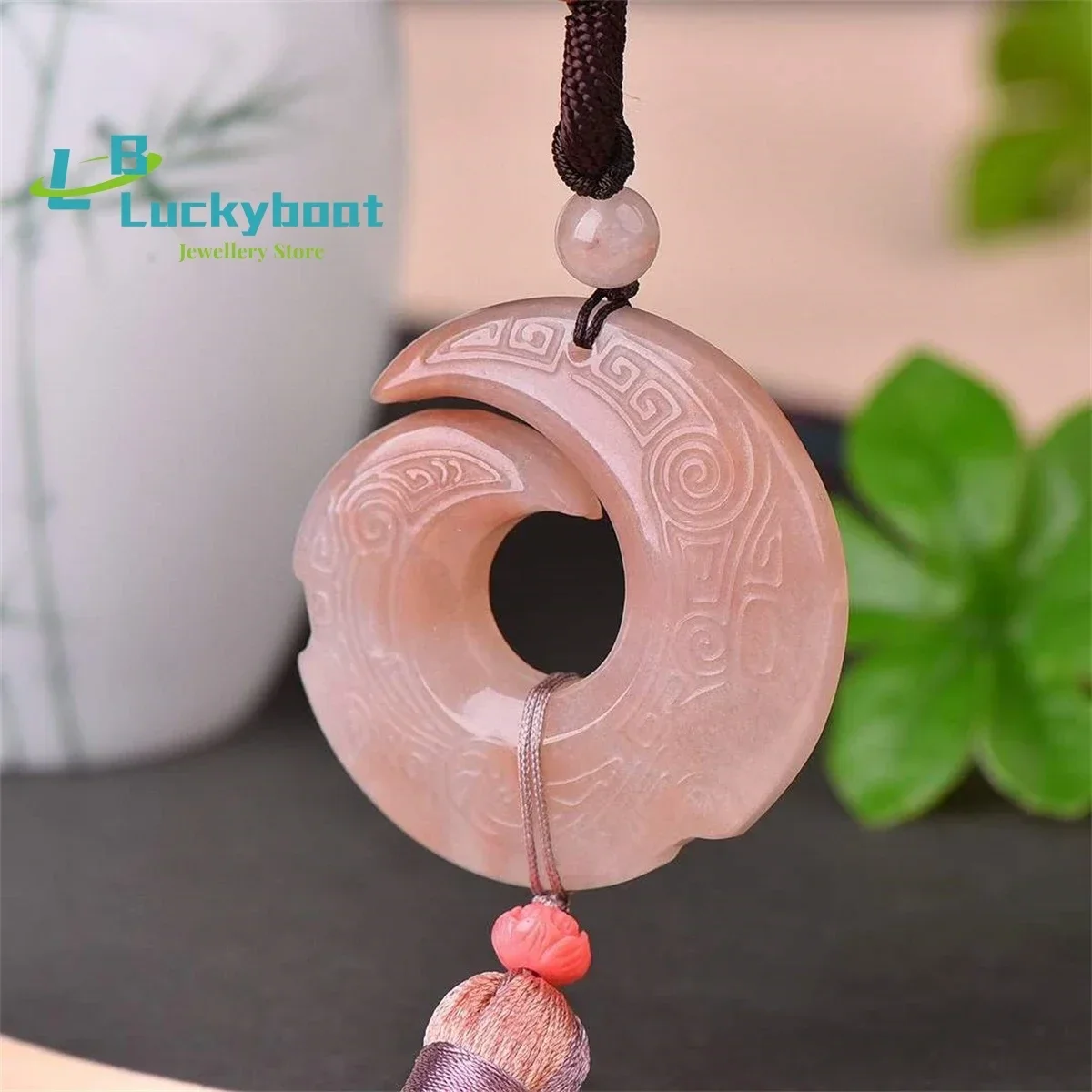 Natural Gold Silk Jade Fortune Running Pendant Simple and Personalized Versatile Exquisite Men's and Women's Style
