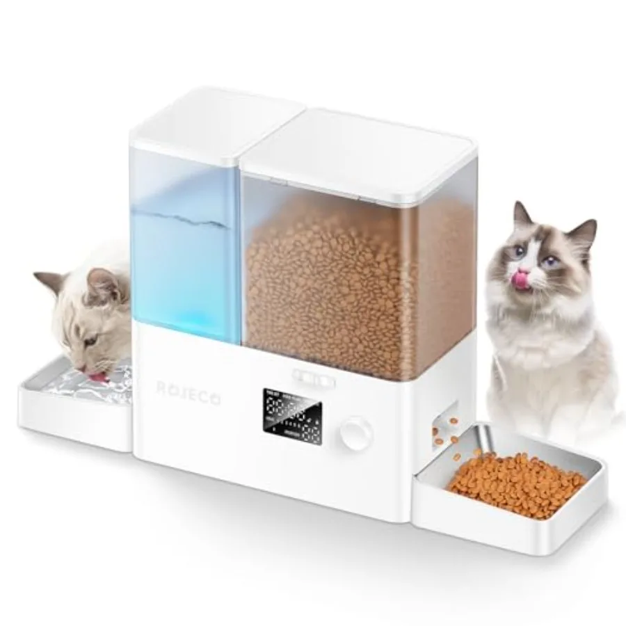 

Automatic Cat Feeder and Water Dispenser, 36Cups/8.5L 2-in-1 Stainless Steel Bowls Large Capacity Cat Food Dispenser and Gravit