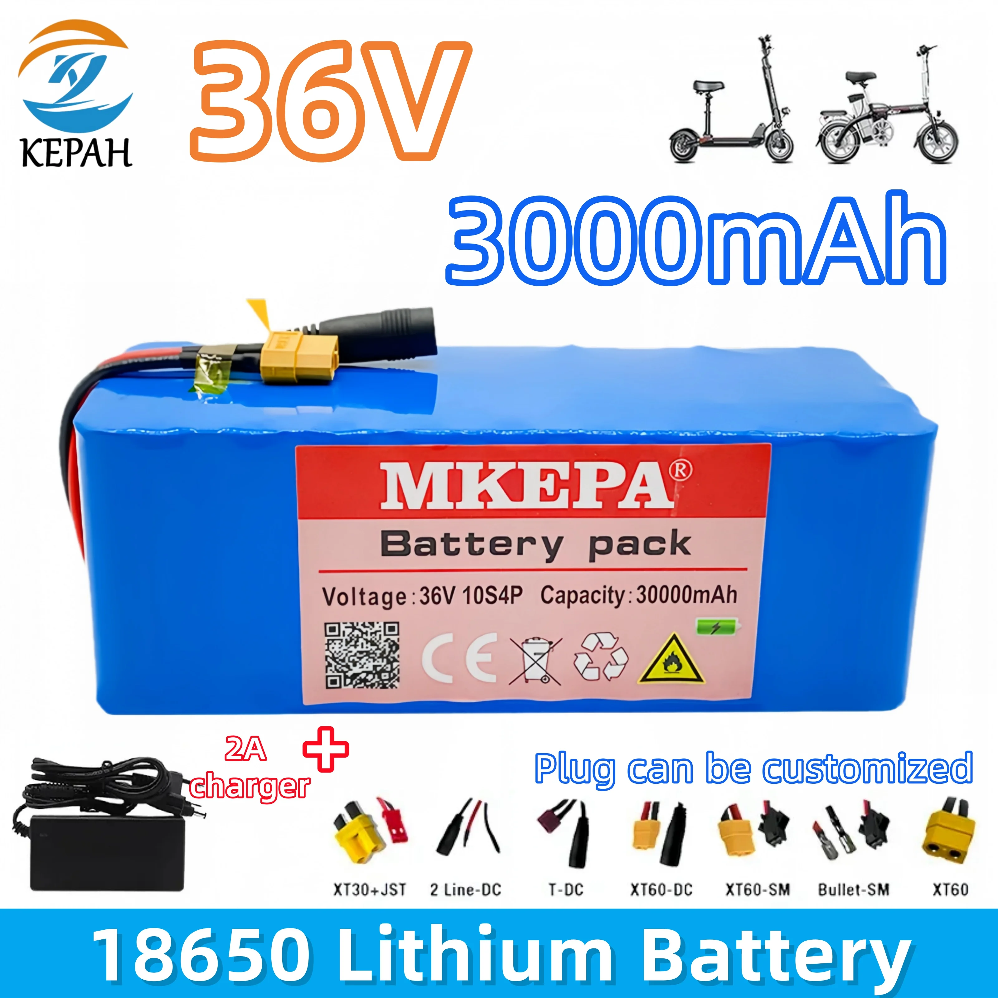 New 36V 42V 10S4P 30Ah 18650 Power 250W-350W Original Lithium Battery For Electric Car Scooter Belt