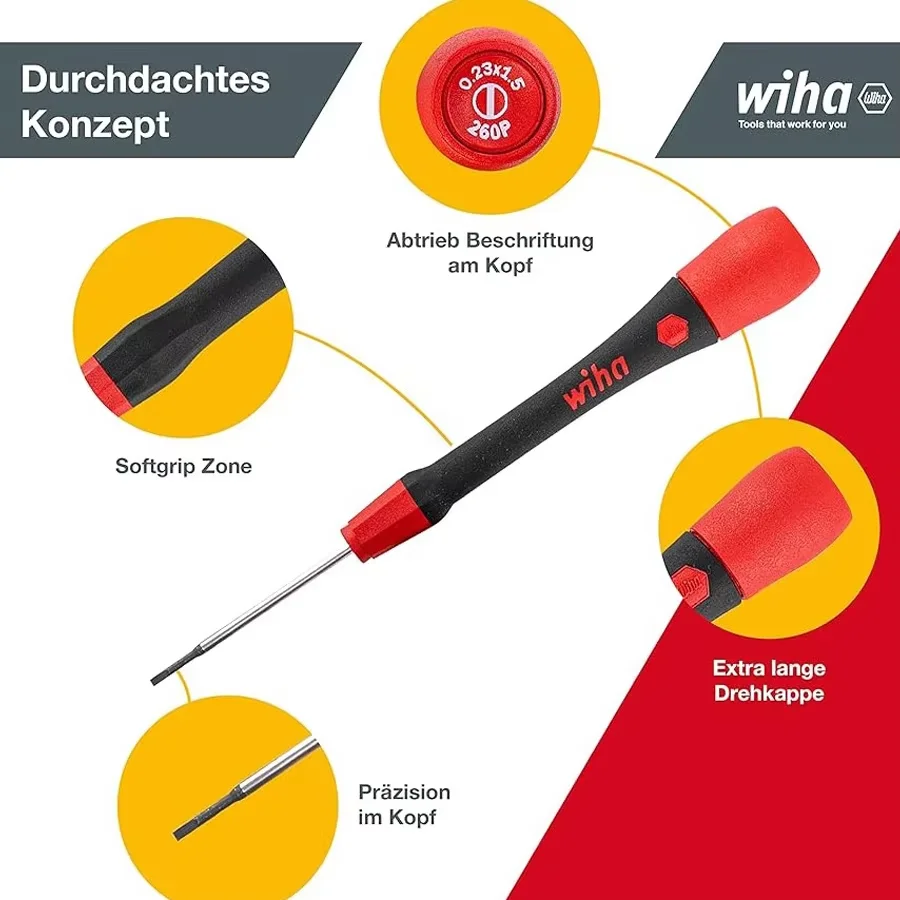 WIHA 42991 طقم مفك برغي 7 قطعة PicoFinish فيليبس مشقوق مقبض مريح تصميم عملية مريحة أداة Wiha #4