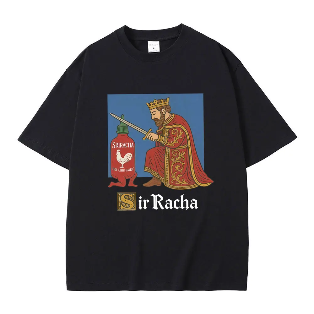 

Sir Racha Chili Sauce Funny Meme T-shirt Men Women Casual Cotton Vintage T Shirts Men's Fashion Oversized Short Sleeve T-shirts