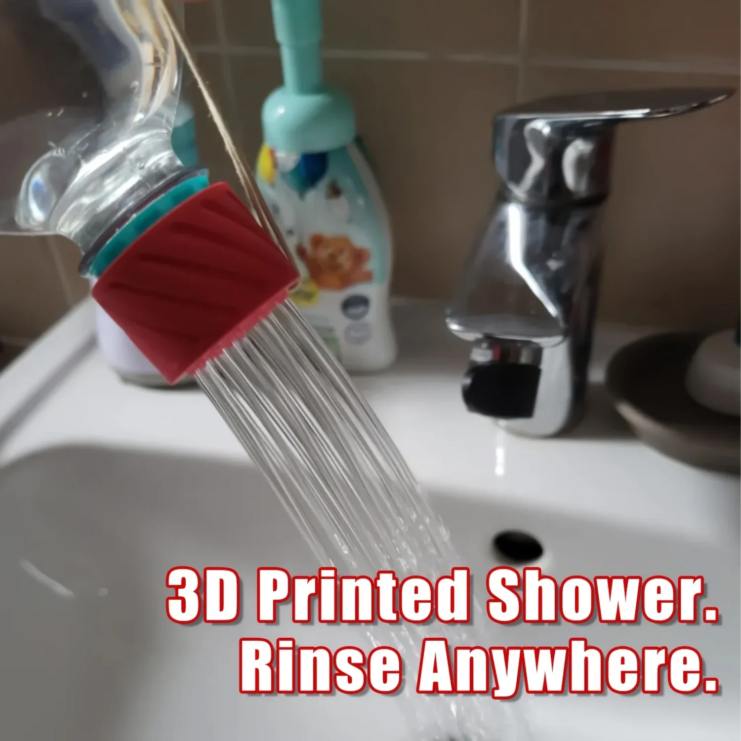 3D Printed Portable Shower Head, Water Bottle Sprinkler Nozzle Cap, Travel Camping Outdoor Rinse Tool