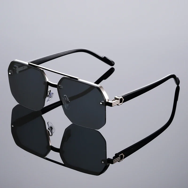 GM LUMIAS Oversized semi-randloze zonnebril Herenmode Vintage Gradiënt Casual Shades Luxe merkontwerp Outdoor zonnebril