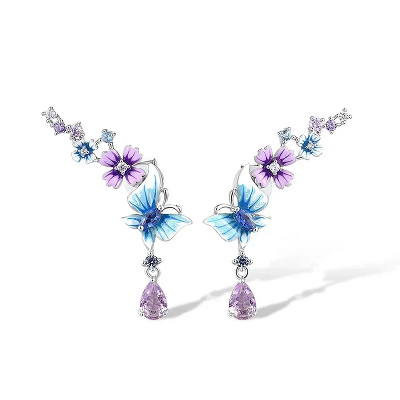 2026 New Butterfly Flower Earrings Colorful Spring Fresh Countryside Accessories Fashionable and Exquisite  for Women