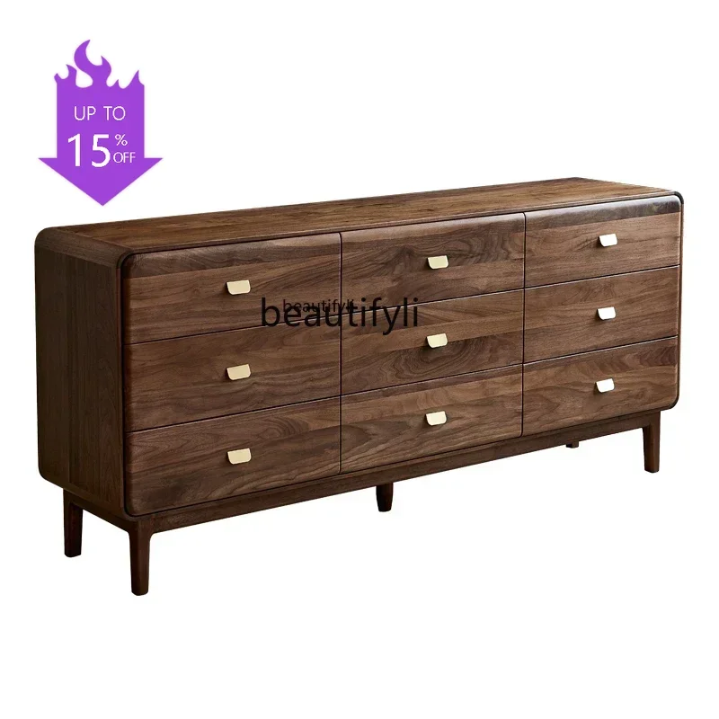P3  Q North American Black Walnut Wall Bucket Bedroom Bedroom Bedside Storage Drawer Cabinet