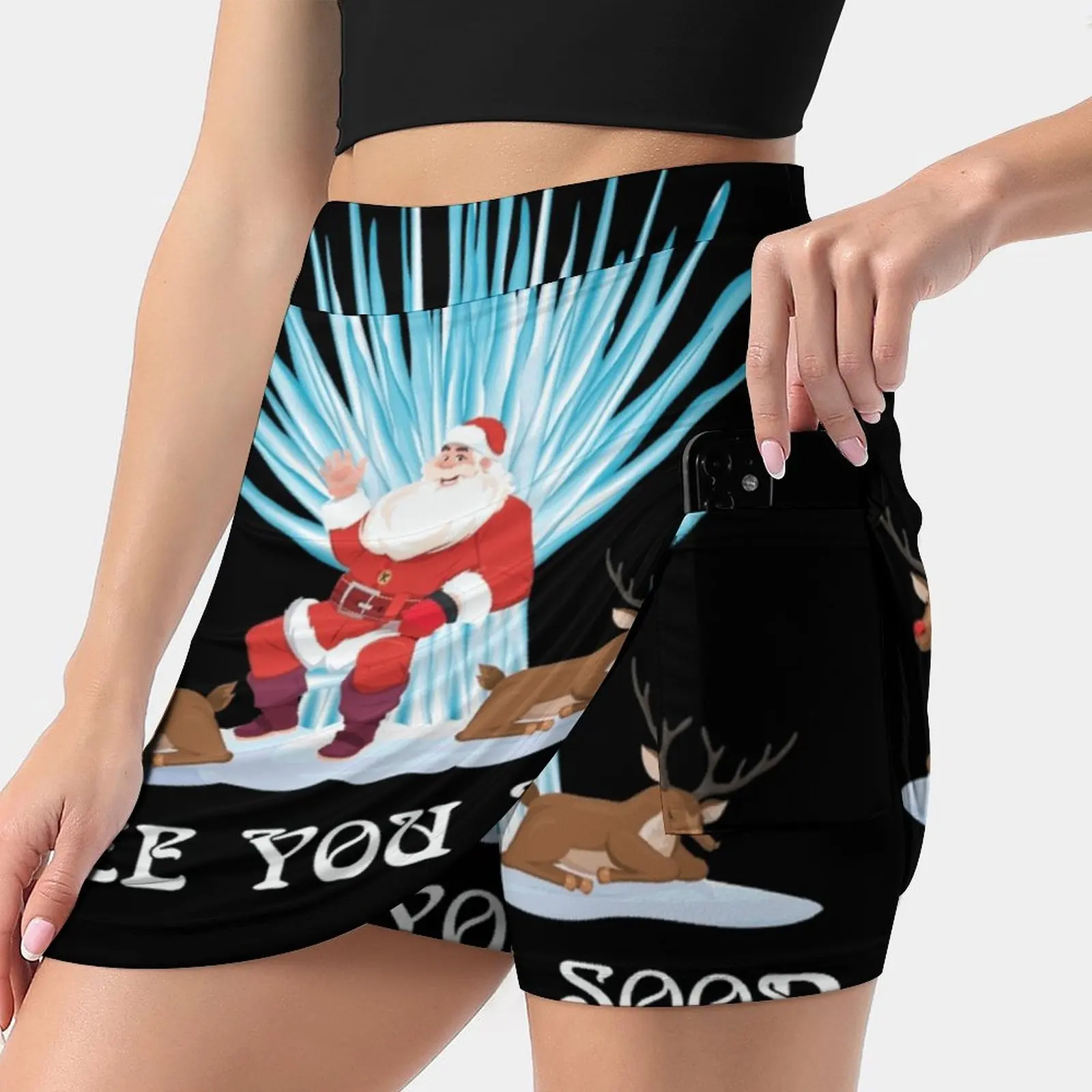 Santa Icicle Throne S-4Xl Tennis Skirts Golf Fitness Athletic Shorts Skirt With Phone Pocket Santa Santa Clause Christmas Santa