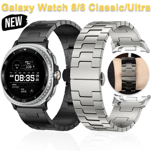 Correa de titanio para Samsung Galaxy Watch 8/8, pulsera clásica para hombre, Correa de Metal de lujo para Samsung Ultra 2025 Galaxy Ultra 47 Correa