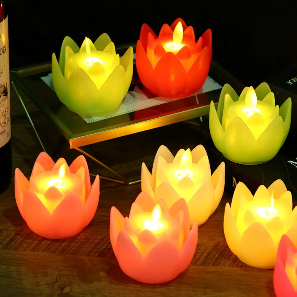 

Candle Festival Decoration Flower Landscape Lights Buddhist Hall Lanterns Wishing Lamp Led Electronic Lamp Lotus Candle Lamp