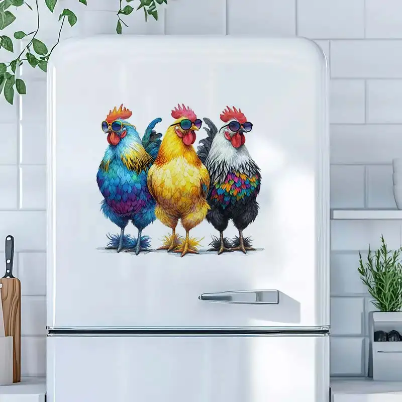 Colorful Rooster Farm Restaurant Decoration Wall Sticker Living Room Decor Cabinet Refrigerator Home Decor Decals S455