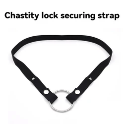 18+ Male chastity cage chastity lock anti-shedding device fixed elastic strap auxiliary strap adjustable scrotum ring sex toy