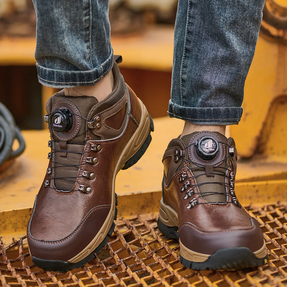 Men\'s Rotating Button Safety Shoes Steel Toe Protect Work Sneakers Indestructible Shoes Puncture-Proof Work Boots Men Footwear