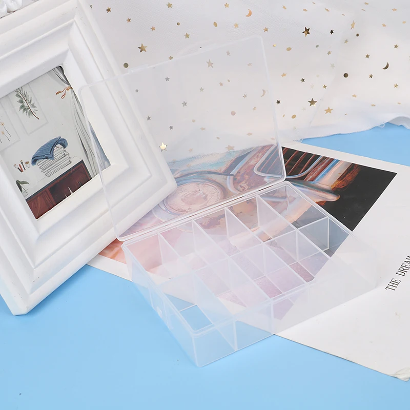 Caja de almacenamiento para decoración de uñas, accesorios para gemas de diamantes de imitación, contenedor vacío de plástico transparente