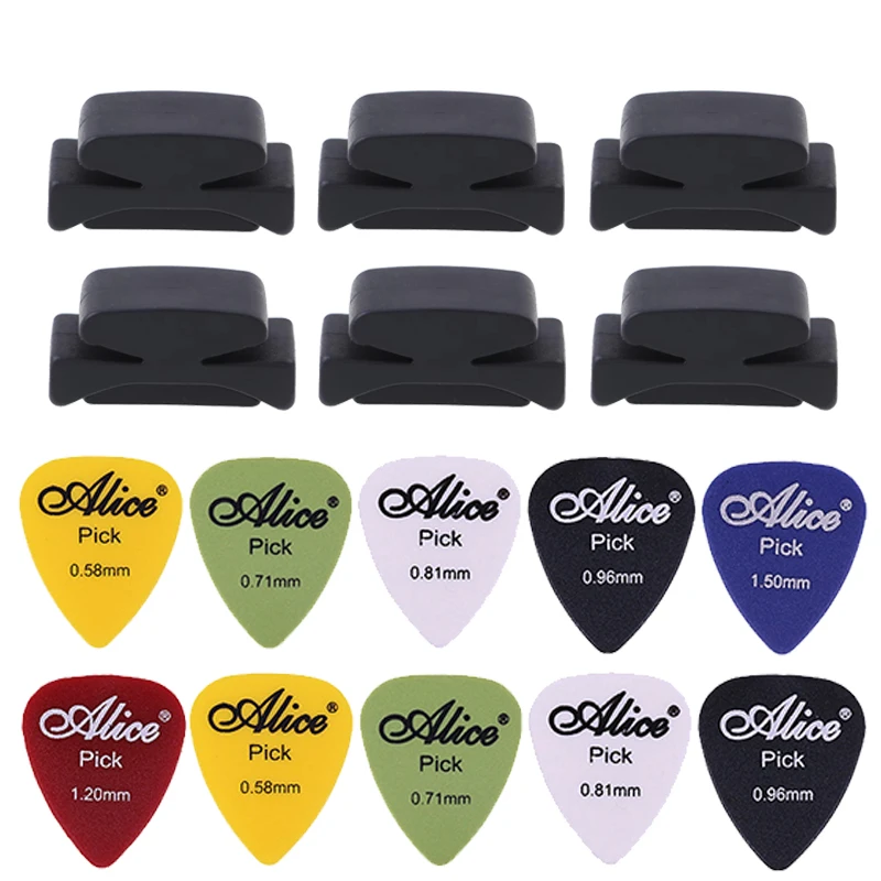 5Pcs Schwarz Gummi Gitarre Pick Halter mit Gitarre Pick Fix Auf Kopfplatte für Gitarre Bass Ukulele Nette Gitarre Zubehör TMZ – Detail 9