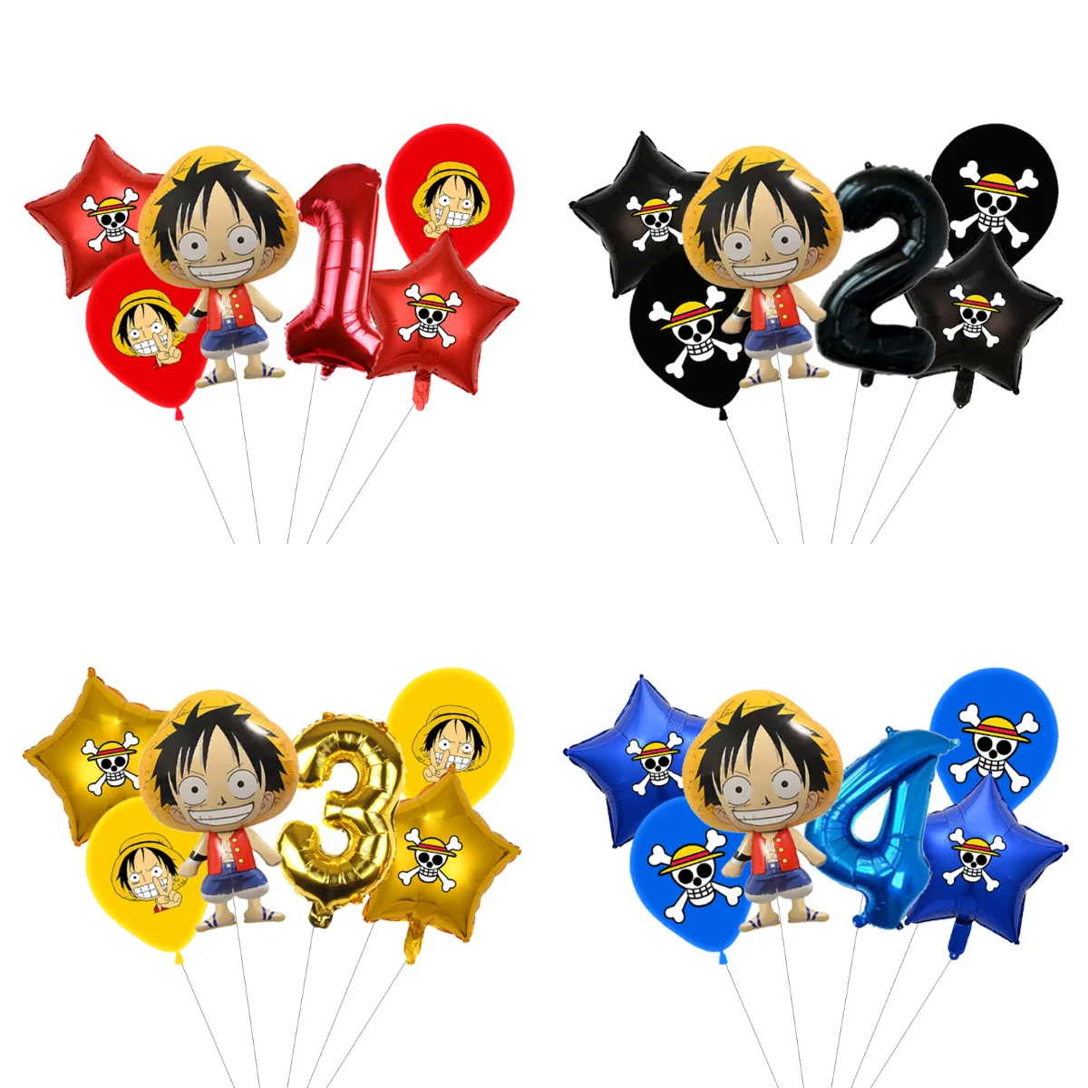 One Piece Luffy Zoro Cartoon Ballonpaket Happy Birthday Party Deko Ballons für Kinder Partyzubehör