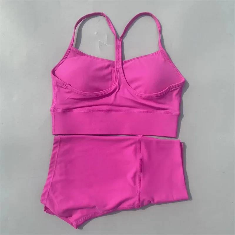 Beau dos de lingerie de sport en forme de Y, costume deux pièces à séchage rapide, short de yoga serré à la taille nue, combinaison de yoga de gymnastique