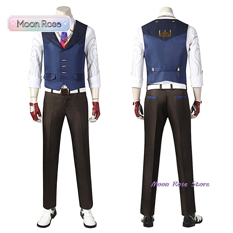 VALORANT Chamber Game Cosplay Costume Wig Suit Vest Pants Neckdie Gloves Men's Women Outfits for Halloween Carnival Suit