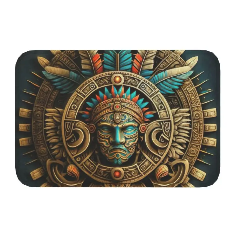 Golden Aztec Warrior Floor Door Bathroom Kitchen Mat Anti-Slip Indoor Doormat Toilet Entrance Rug Carpet Footpad