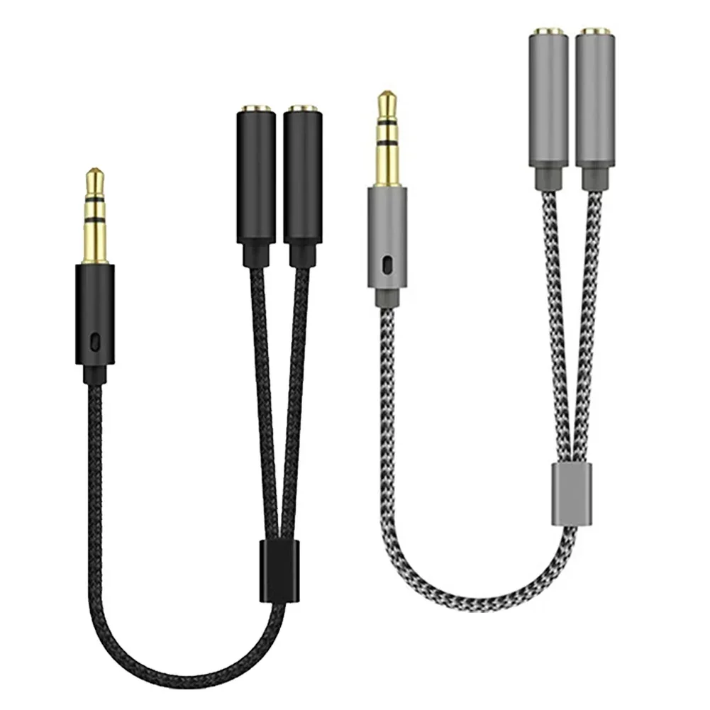 Conector divisor de auriculares, Cable macho a 2 hembra de 3,5mm a 3,5mm para teléfono, ordenador portátil, adaptador auxiliar de micrófono