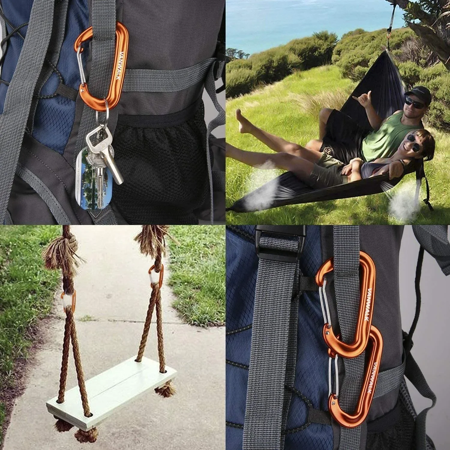 

12KN Small Carabiner D-type Mountaineering Buckle Hook Outdoor Accessory Aluminum Clips for Hammock Camping Hiking Key Chain