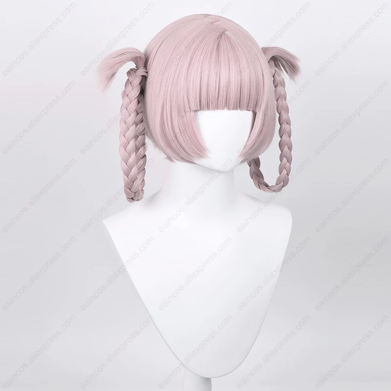 Wig Cosplay Anime Nanakusa Nazuna 37cm Wig abu-abu merah muda rambut sintetis tahan panas