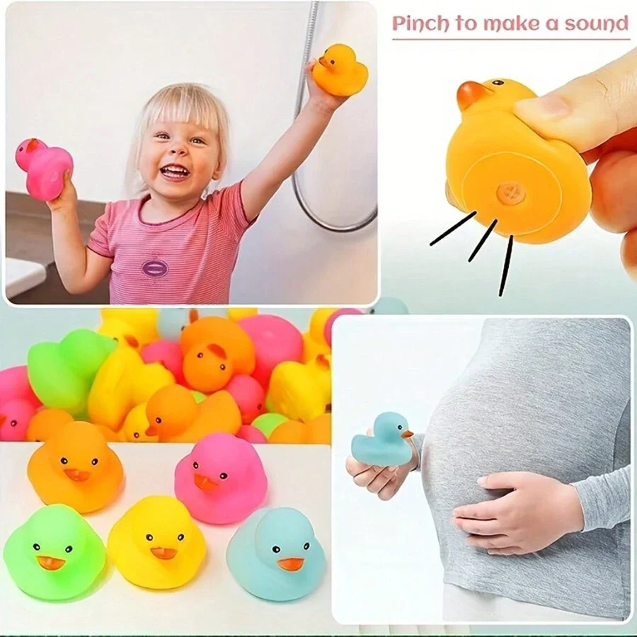 10/25pcs Mini Rubber Ducks Bath Toy For Kids And Toddlers Multicolor Float Rubber Duckling Baby Bath Showers Pool Games Toys